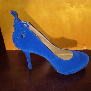 Royal blue velour with tie on back